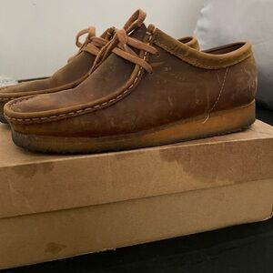 Men's Shoes Clarks Originals WALLABEE Lace Up Leather Moccasins BEESWAX